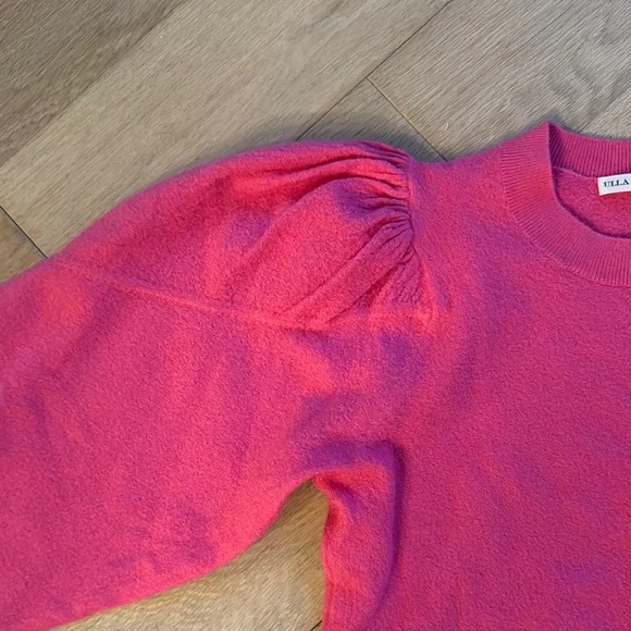 Ulla Johnson Pink Crew Neck Sweater with Balloon Sleeves - Picture 3 of 6